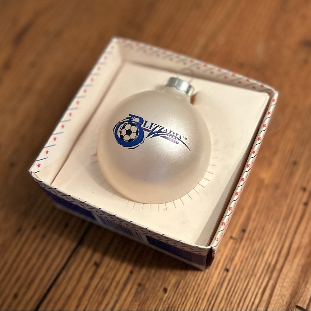 Vintage Buffalo Blizzard Soccer Glass Christmas Ornament, Made in USA